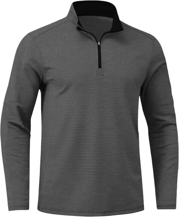 Men Quarter Zip Long Sleeve Striped Pullover Top