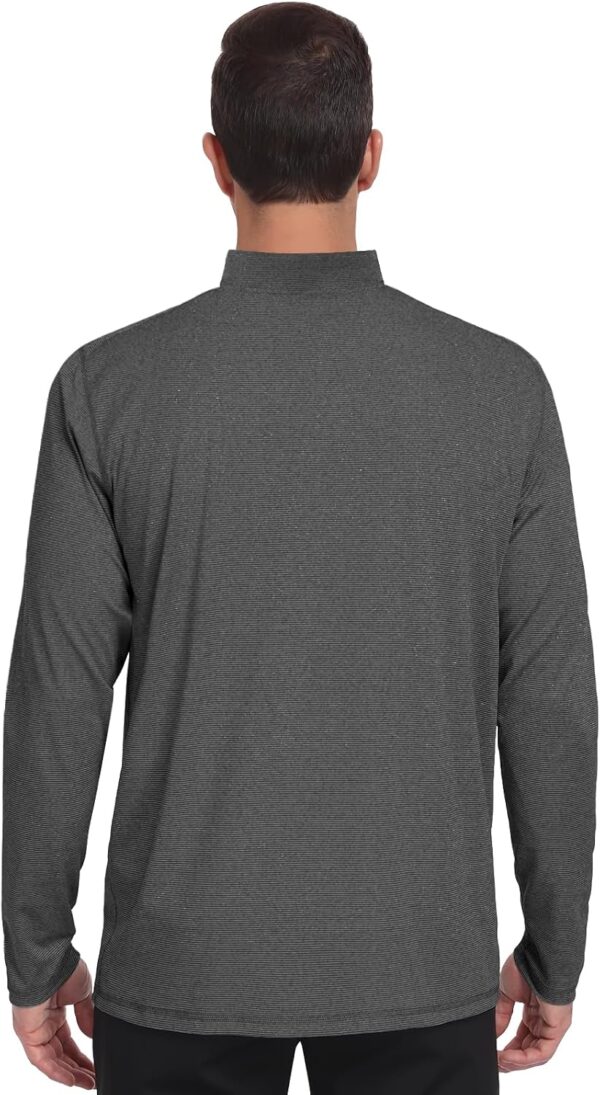 Men Quarter Zip Long Sleeve Striped Pullover Top