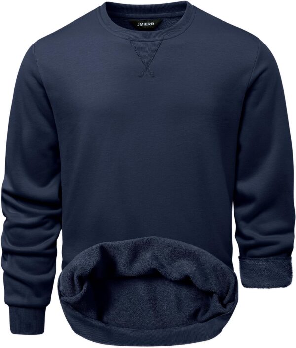 Men Sherpa Lined Fleece Crewneck Pullover Sweatshirt