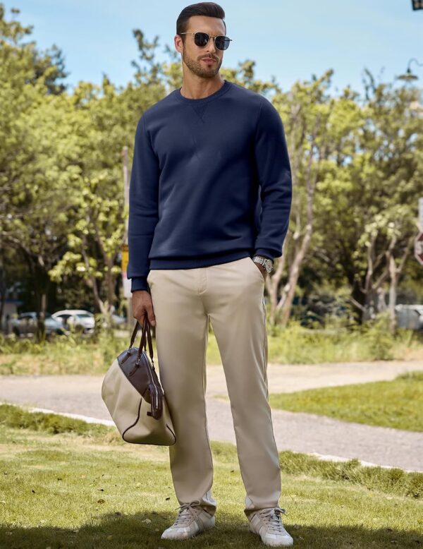 Men Sherpa Lined Fleece Crewneck Pullover Sweatshirt